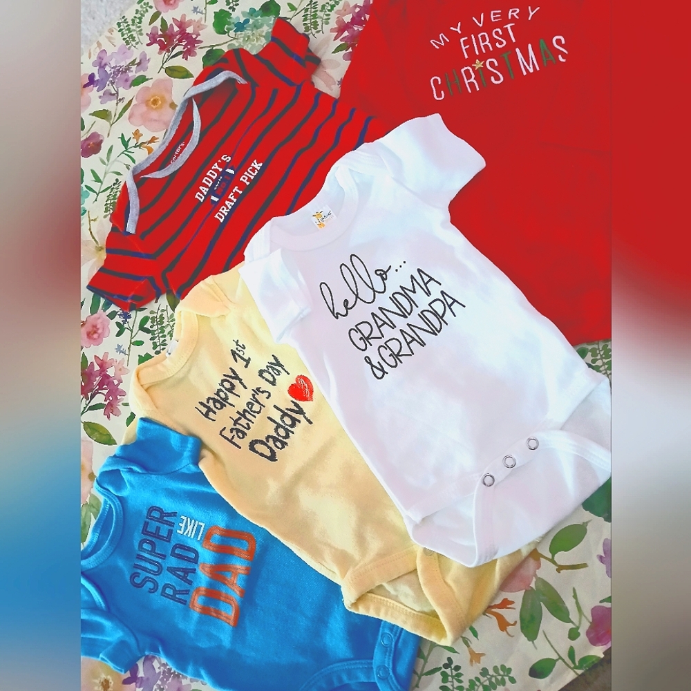 FATHER'S DAY! YOUR CHOICE: Personalized Onesies, NB to 24mos, CAN BE $2.00/ea.